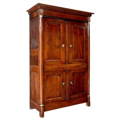 Antique 19th century French empire fruitwood armoire cupboard