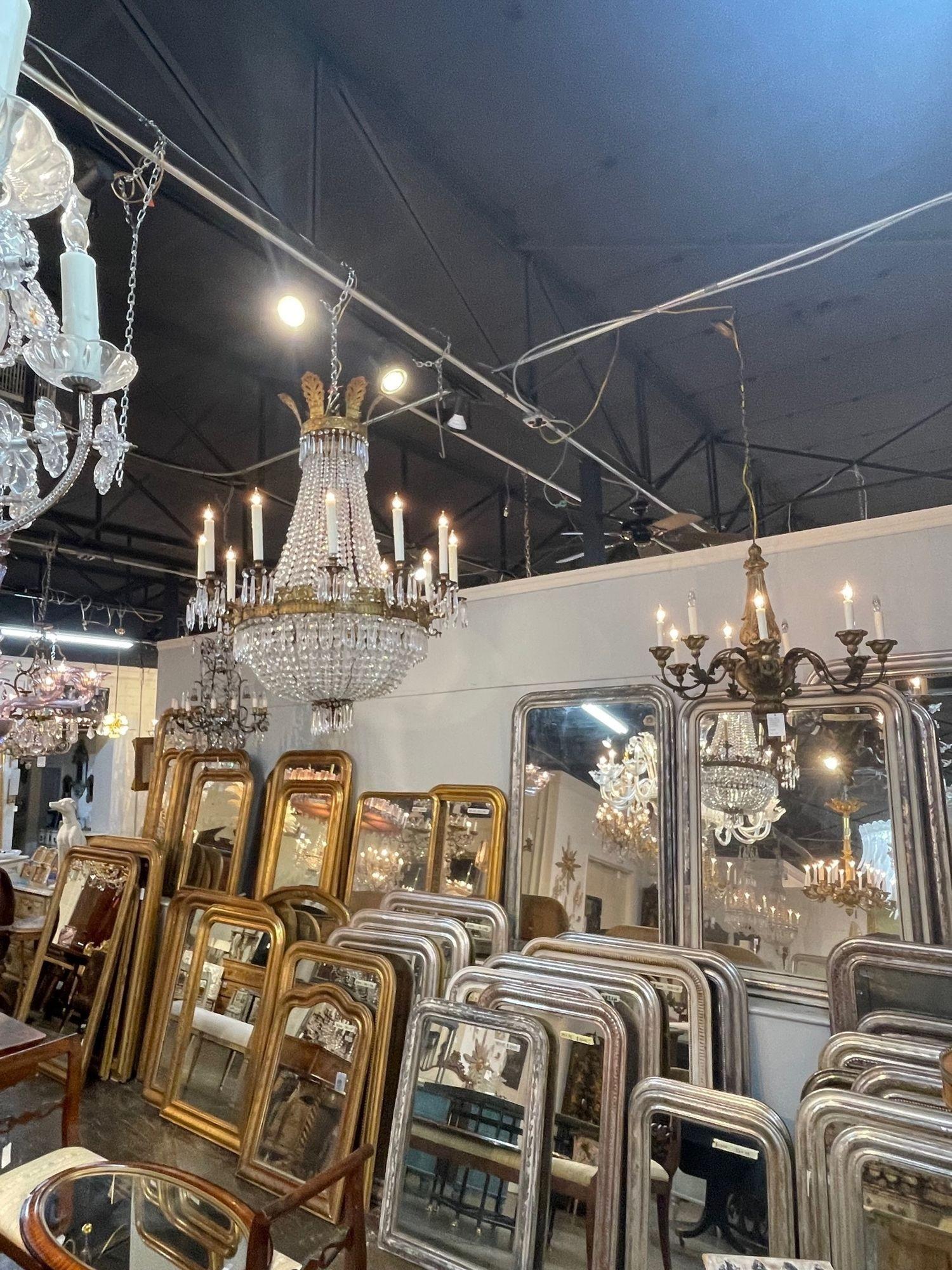 19th Century French Empire Gilt Bronze and Crystal Chandelier 6