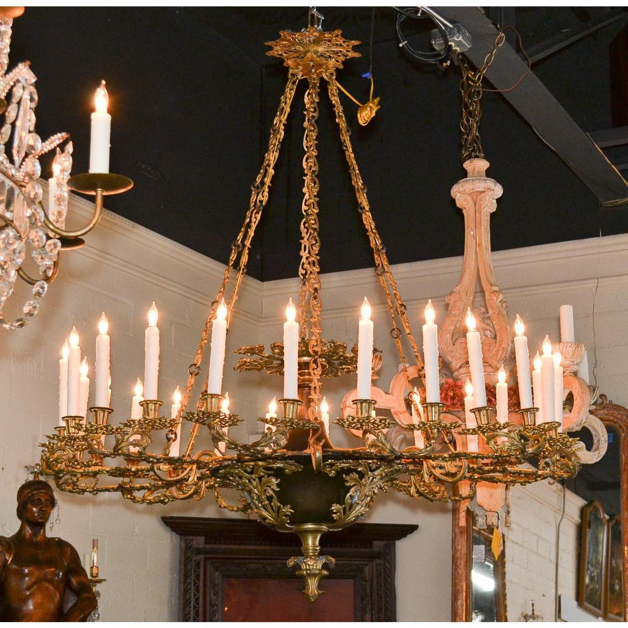 19th Century French Empire Gilt Bronze Chandelier 3