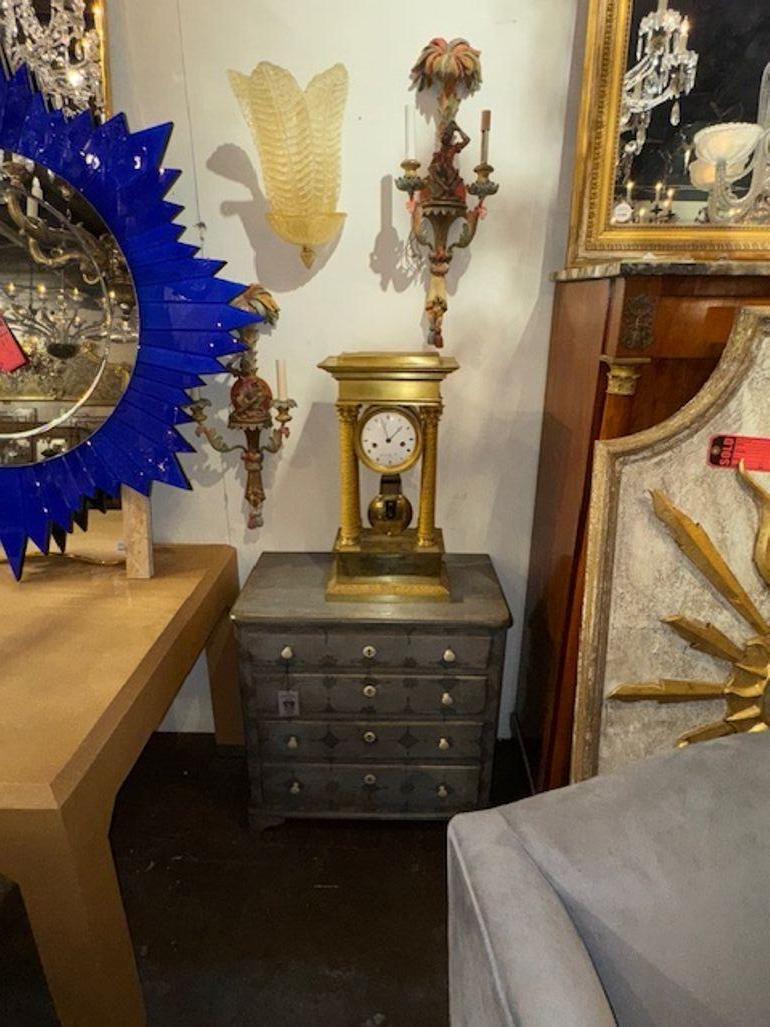 19th Century French Empire Gilt Bronze Mantel Clock For Sale 2