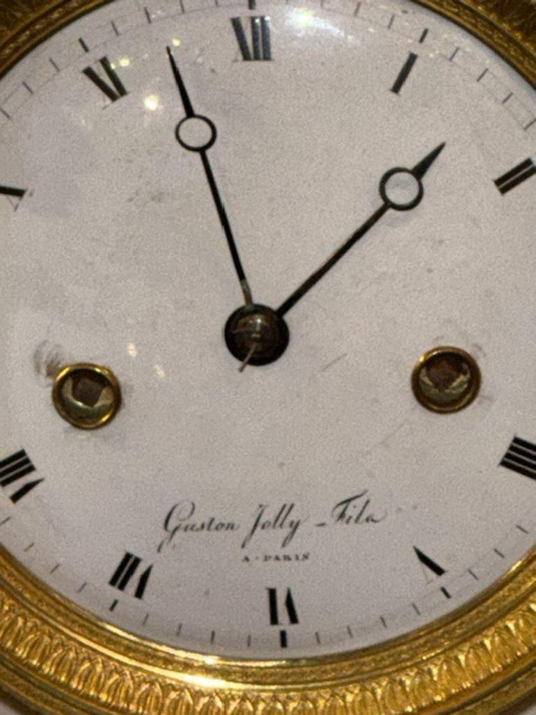 19th Century French Empire Gilt Bronze Mantel Clock For Sale 3