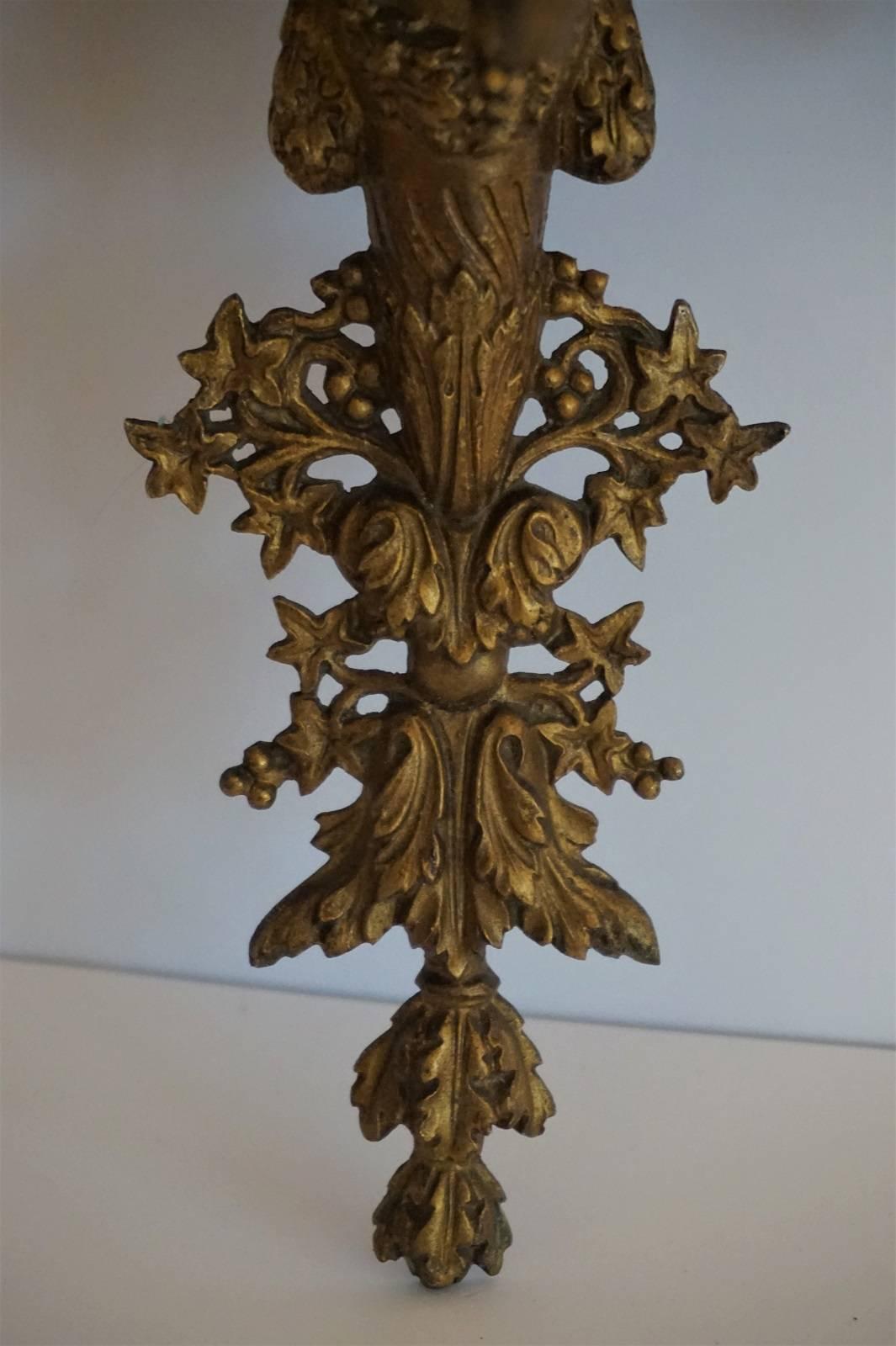 19th Century French Empire Gilt Bronze Three-Light Sconce, Wall Candelabra For Sale 4