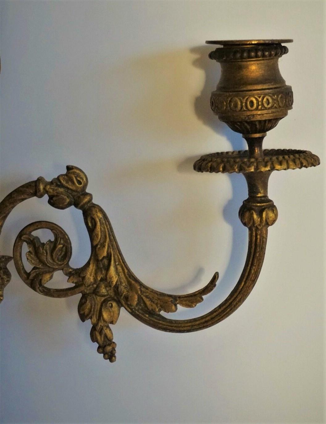 19th Century French Empire Gilt Bronze Three-Light Sconce, Wall Candelabra For Sale 2