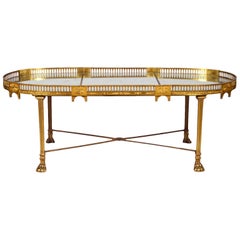 19th Century French Empire Gilt Bronze Three Part Mirrored Plateau Sofa Table