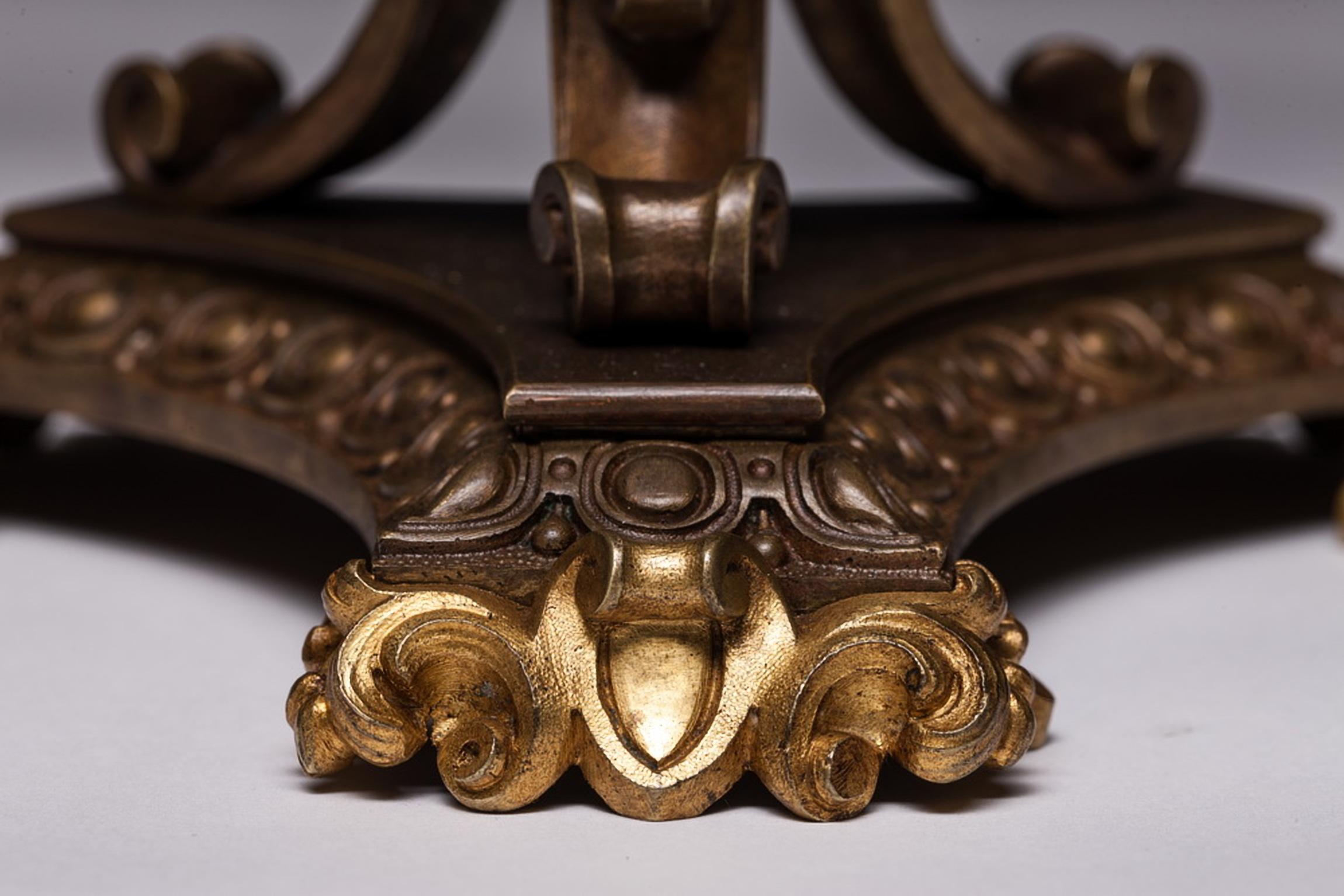 19th Century French Empire Gilt Doré Bronze Empire Candelabras a Pair For Sale 1