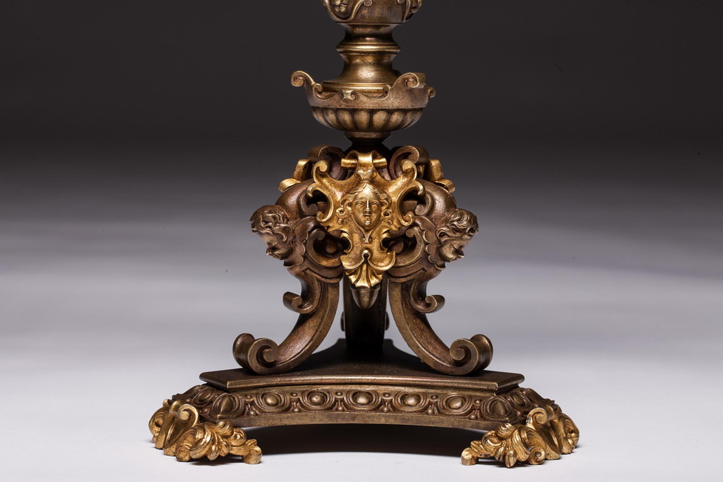 19th Century French Empire Gilt Doré Bronze Empire Candelabras a Pair For Sale 4