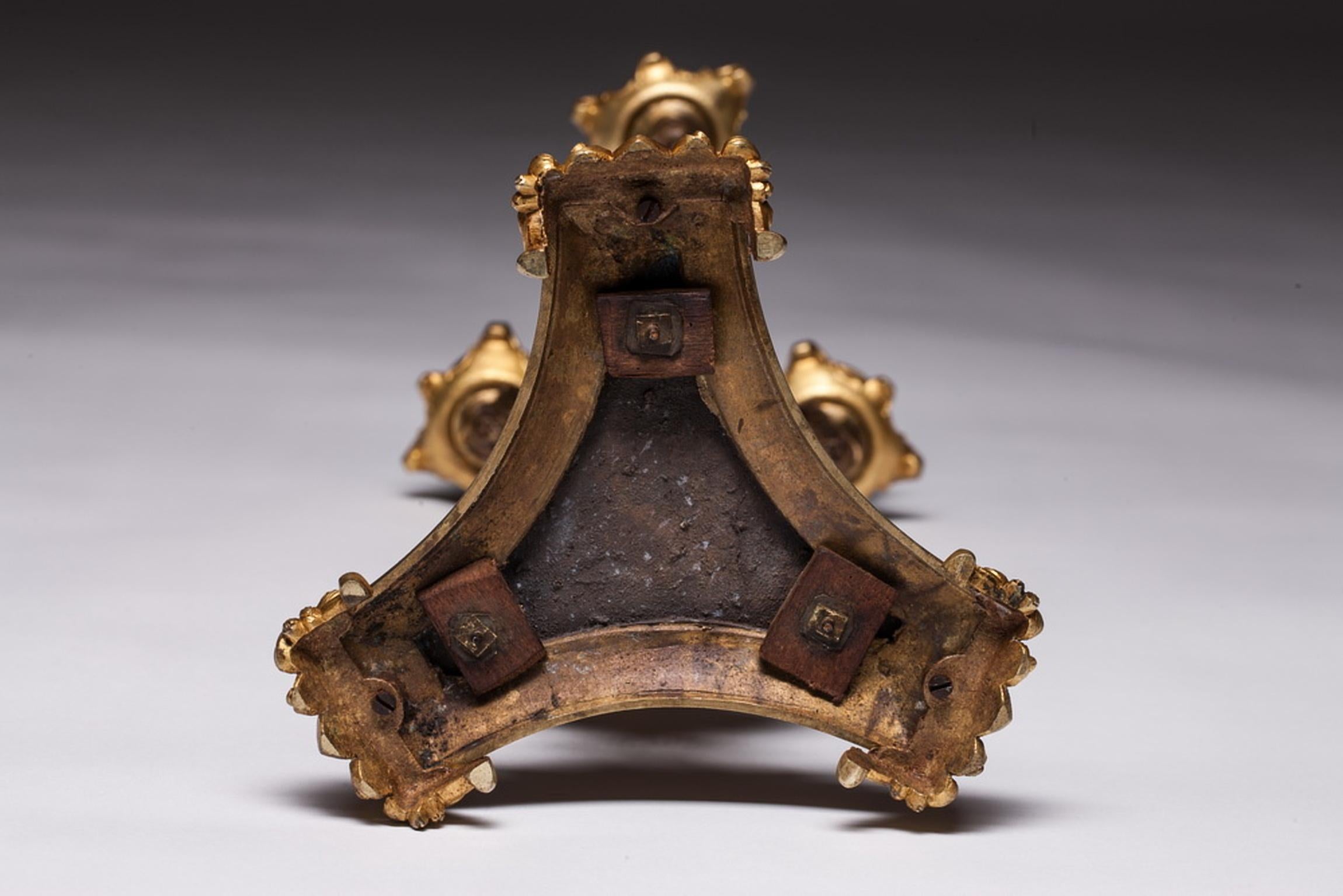 19th Century French Empire Gilt Doré Bronze Empire Candelabras a Pair For Sale 5