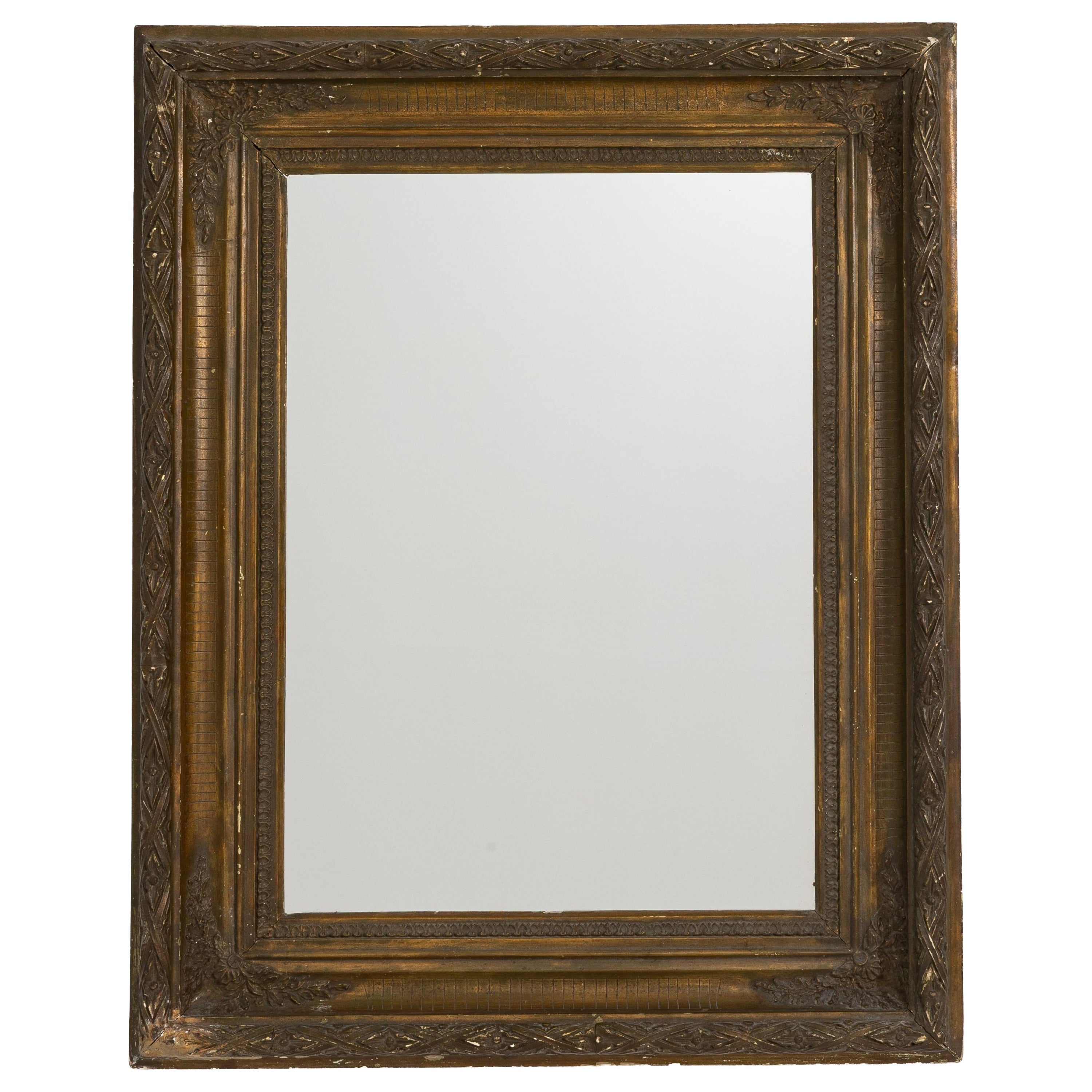 Miroir mural français de style Empire du XIXe siècle, en bois doré, de style néoclassique