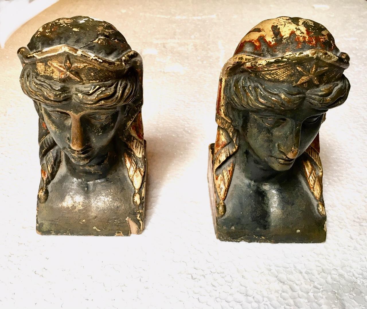 19th Century French Empire Gitwood Heads Sphinxes 1