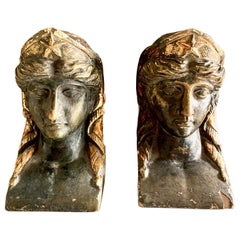 19th Century French Empire Gitwood Heads Sphinxes