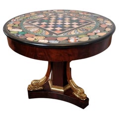 Antique 19th Century French Empire Grand Tour Specimen Games Table