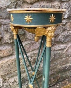 19th Century French Empire Green Painted and Giltwood Pedestal