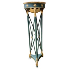 19th Century French Empire Green Painted and Giltwood Pedestal