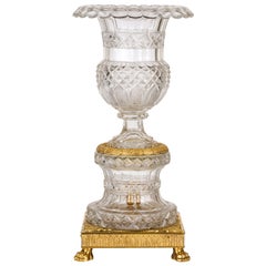 19th Century, French Empire Ground Crystal and Gilt Bronze Vase Centrepiece