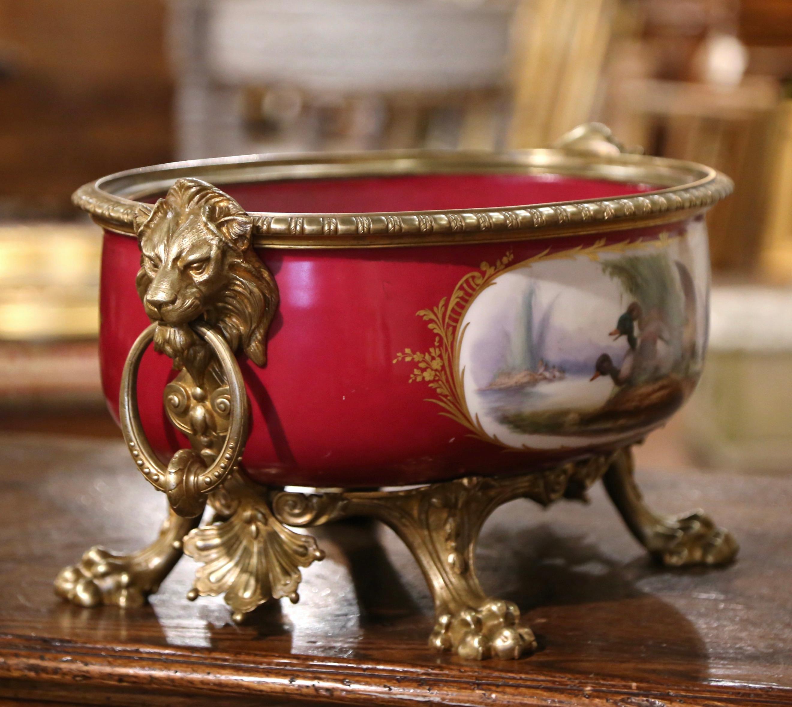 XIXe siècle Jardinière ovale de style Empire français du 19ème siècle peinte à la main « Porcelaine de Paris » en vente