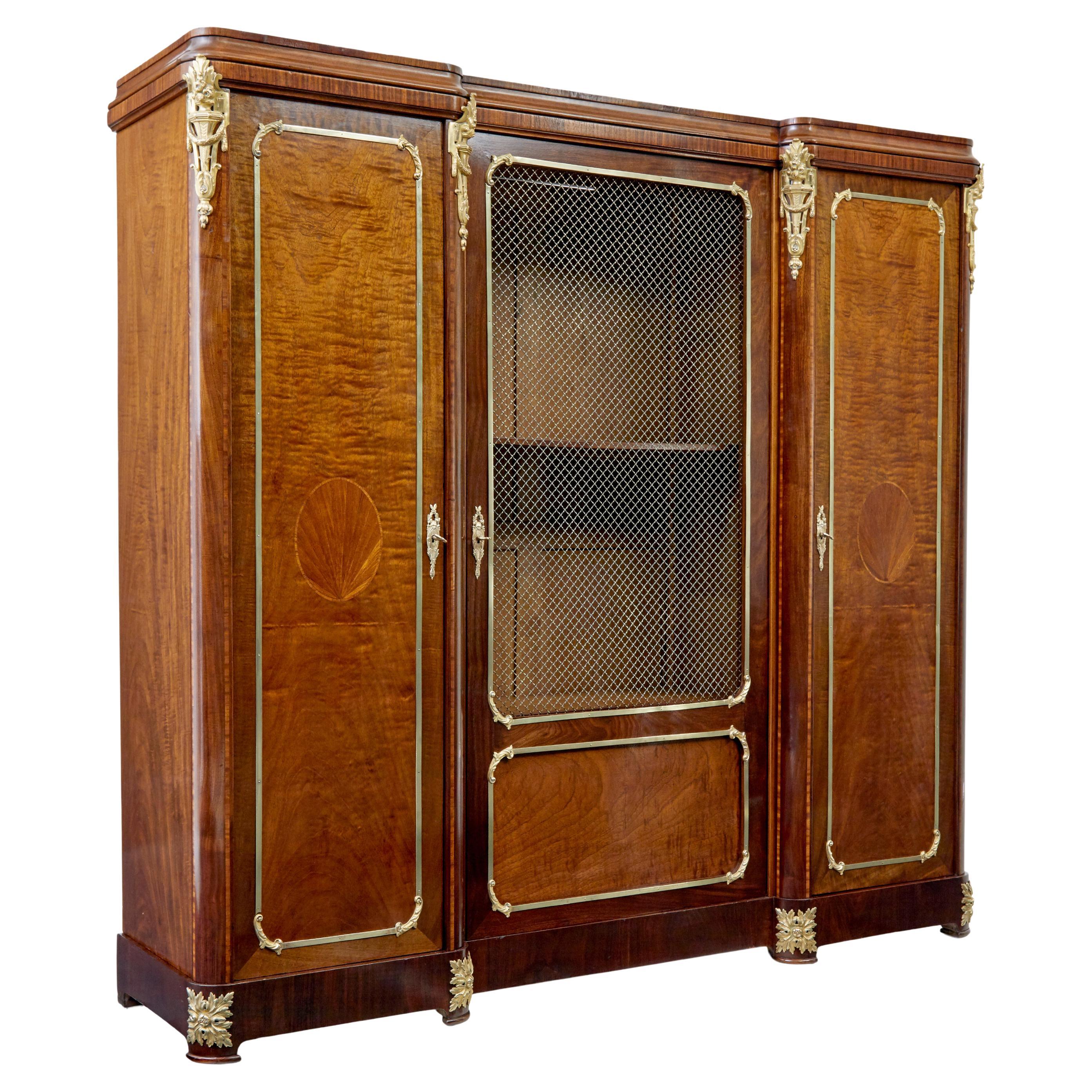 19th century French empire influenced mahogany cabinet For Sale