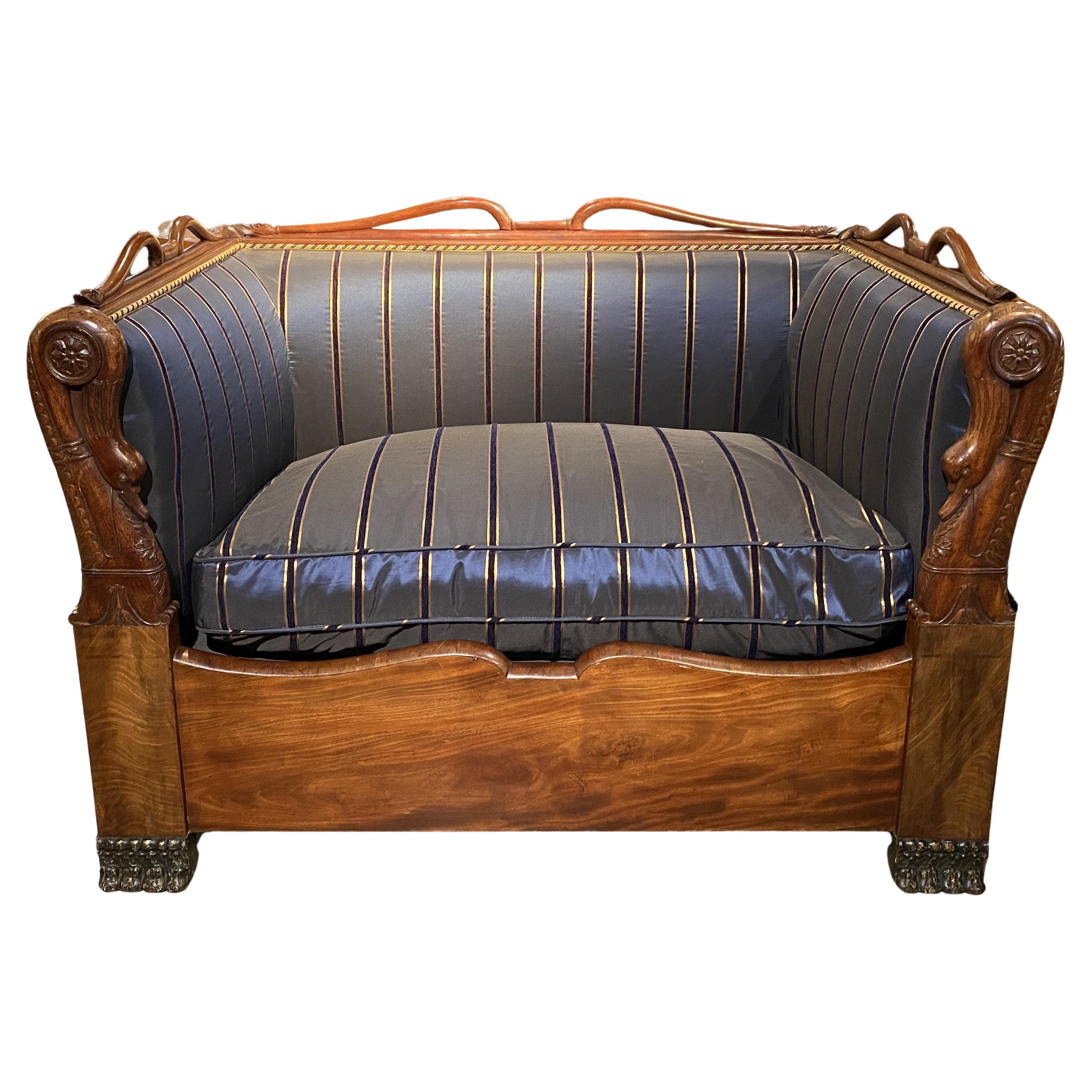 19th Century French Empire “Kissing Settee” with Privacy Screens For Sale