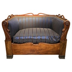 Französisches Empire-Kissen-Sessel des 19. Jahrhunderts mit Privatraumteiler
