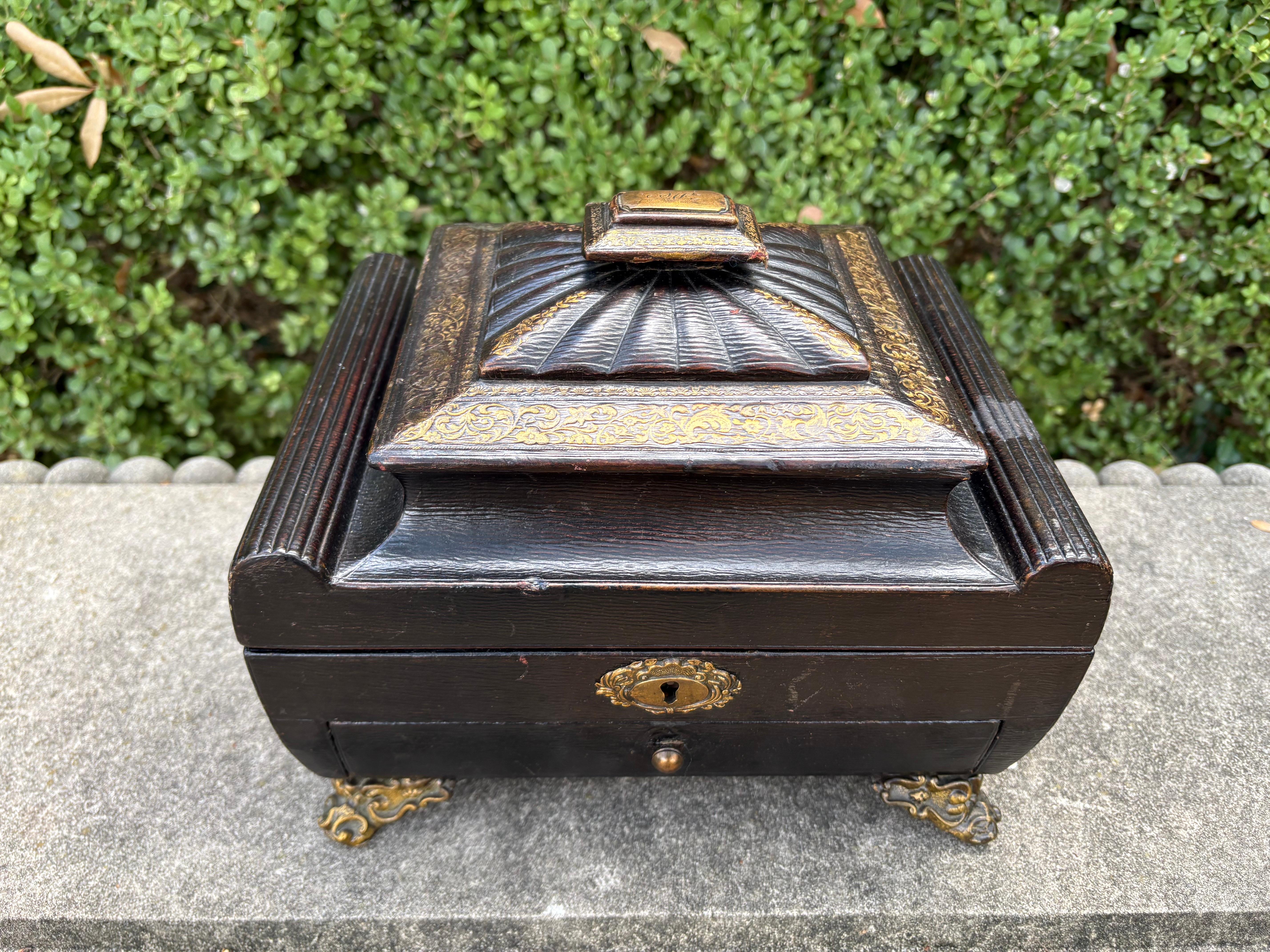 Stile impero Scatola in pelle Impero francese del XIX secolo in vendita