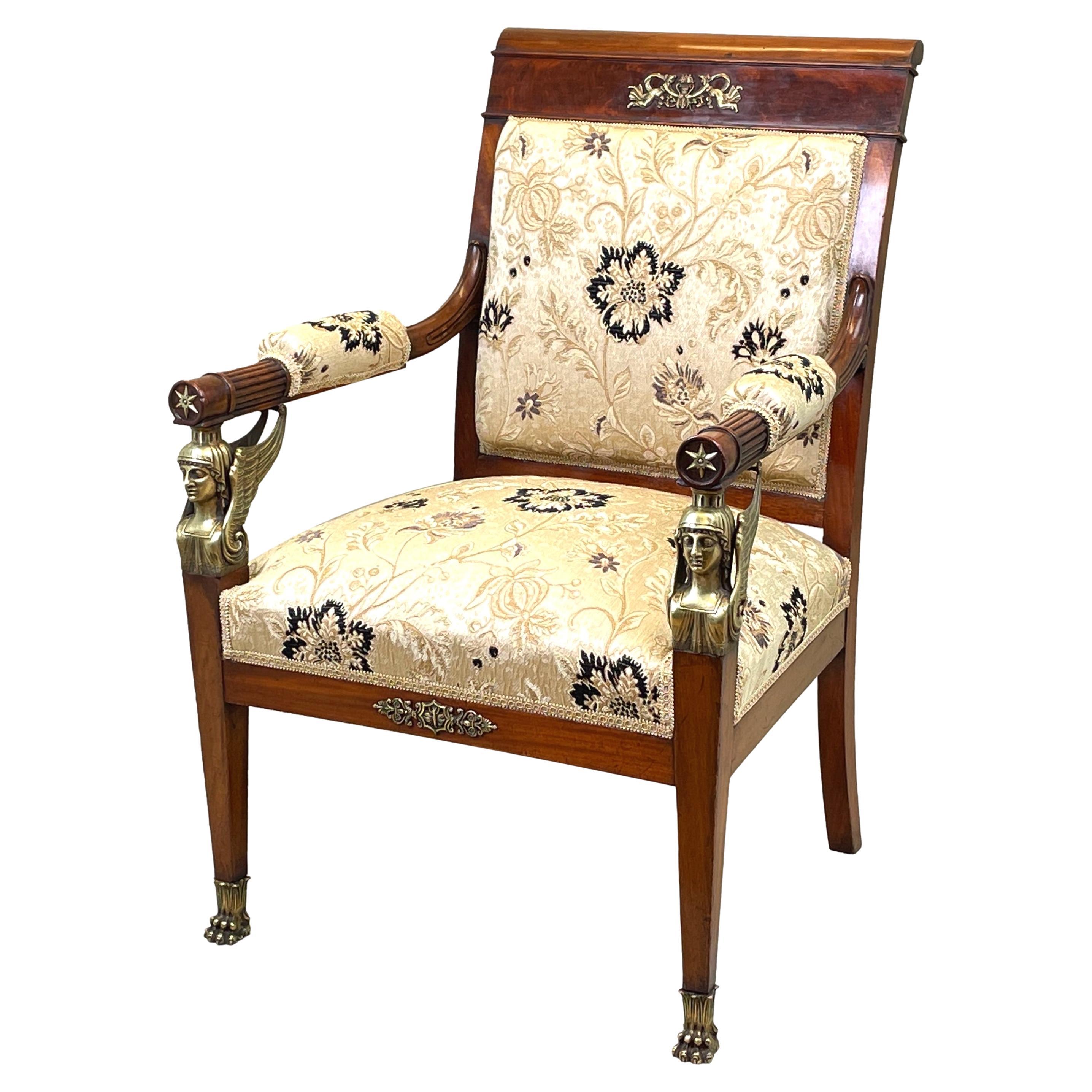 19th Century French Empire Library Armchair