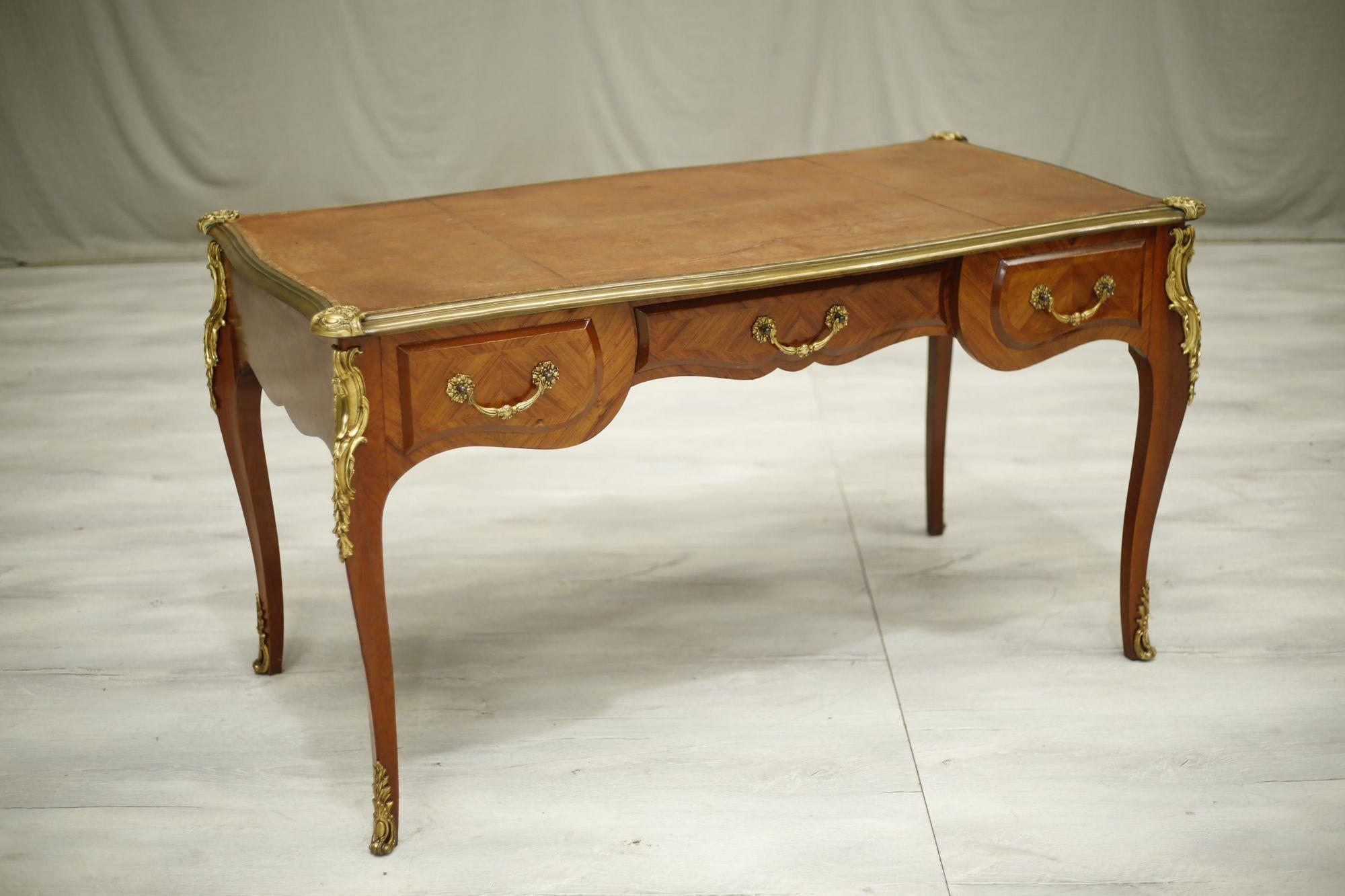 19th Century French Empire Mahogany and Leather Desk 6