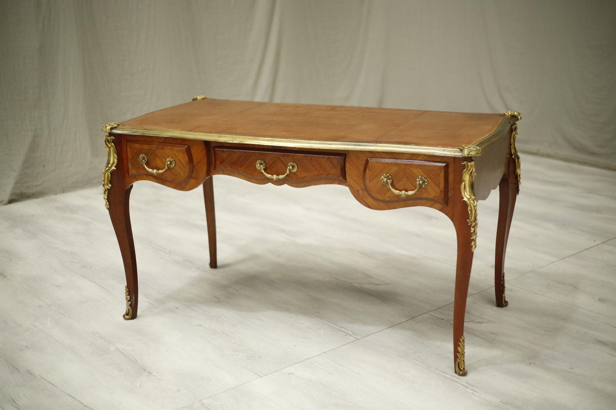 19th Century French Empire Mahogany and Leather Desk 4