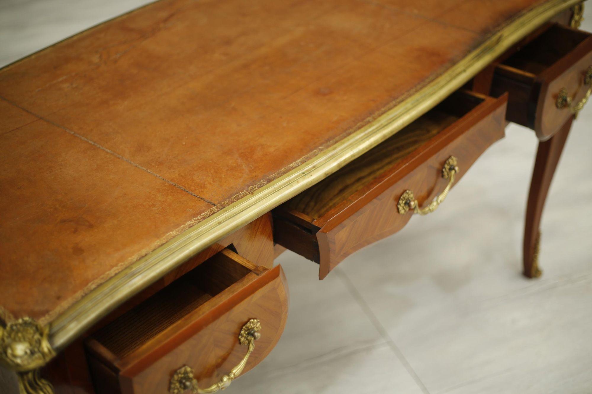 19th Century French Empire Mahogany and Leather Desk 5