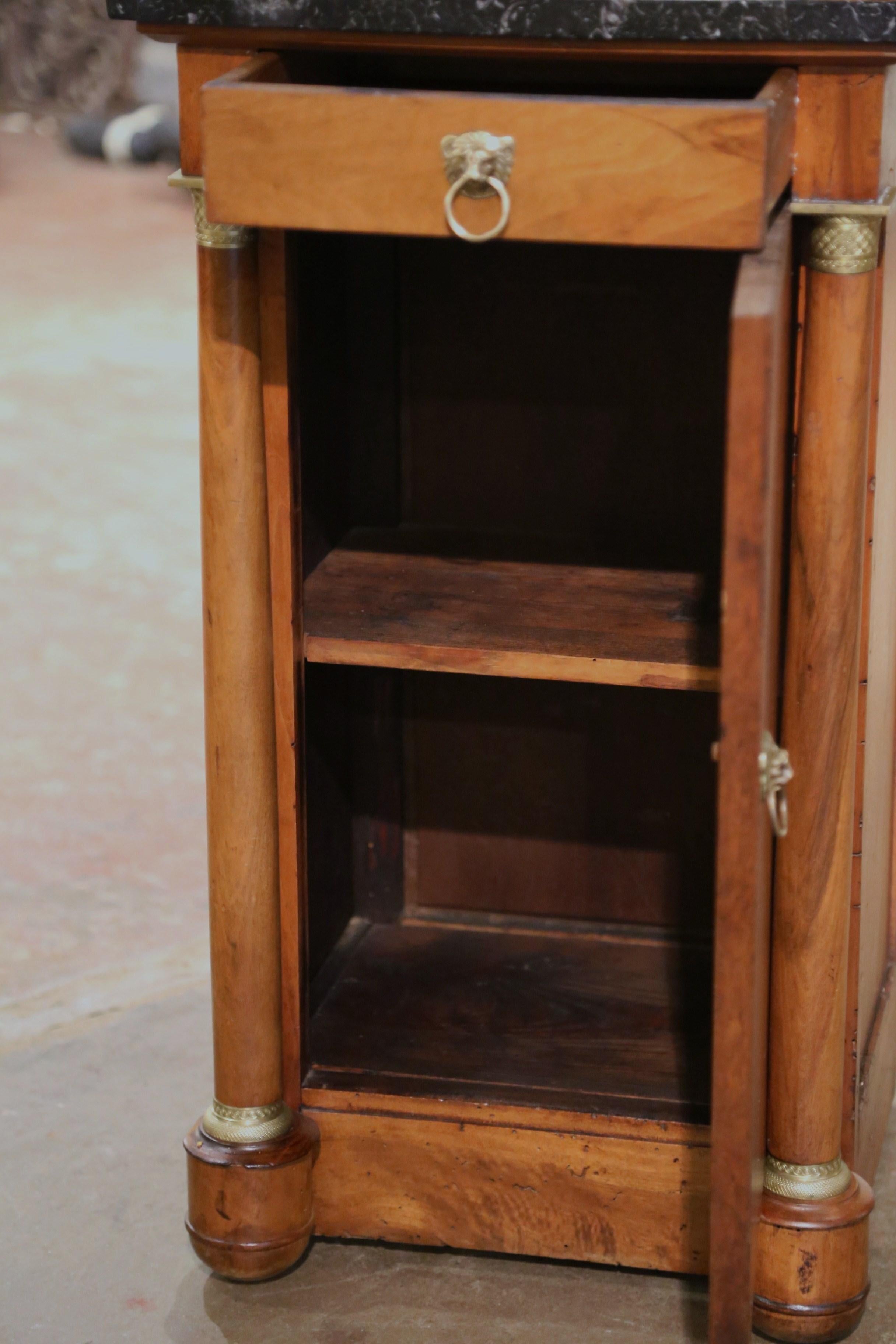 19th Century French Empire Mahogany and Marble Nightstand Bedside Table 4