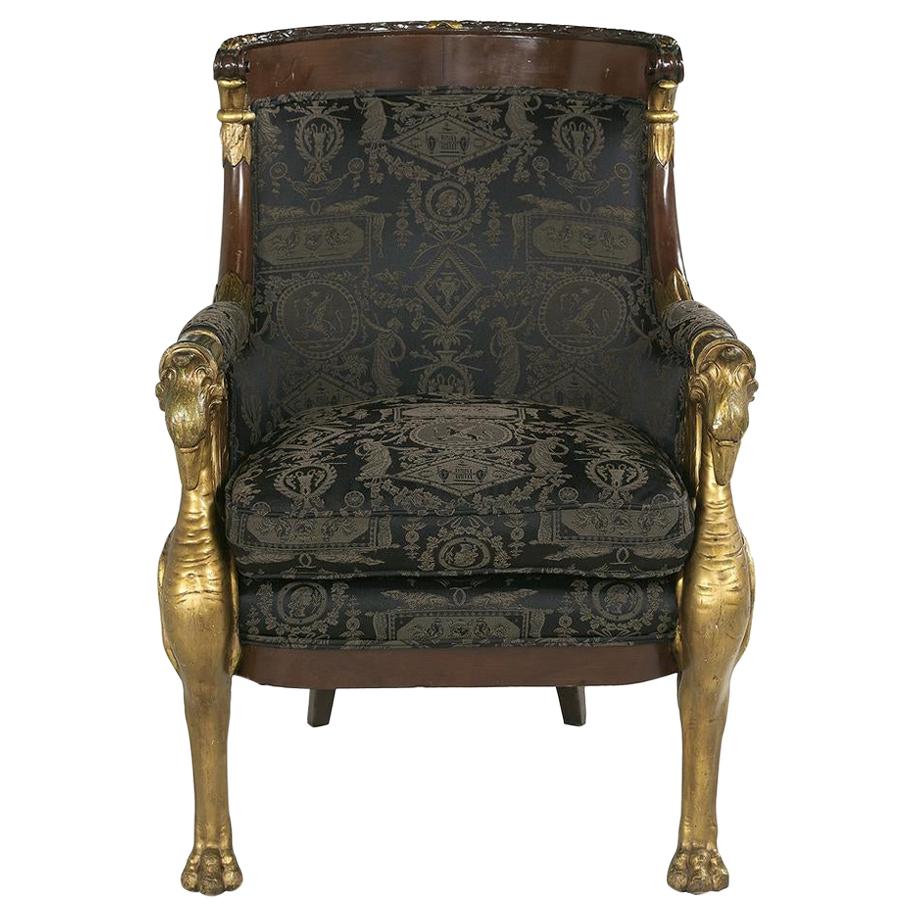 19th Century French Empire Mahogany and Parcel Gilt For Sale