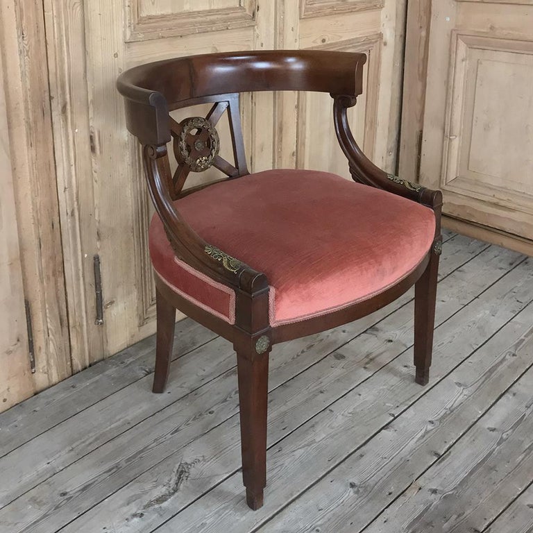 19th Century French Empire Mahogany Armchair In Good Condition For Sale In Dallas, TX