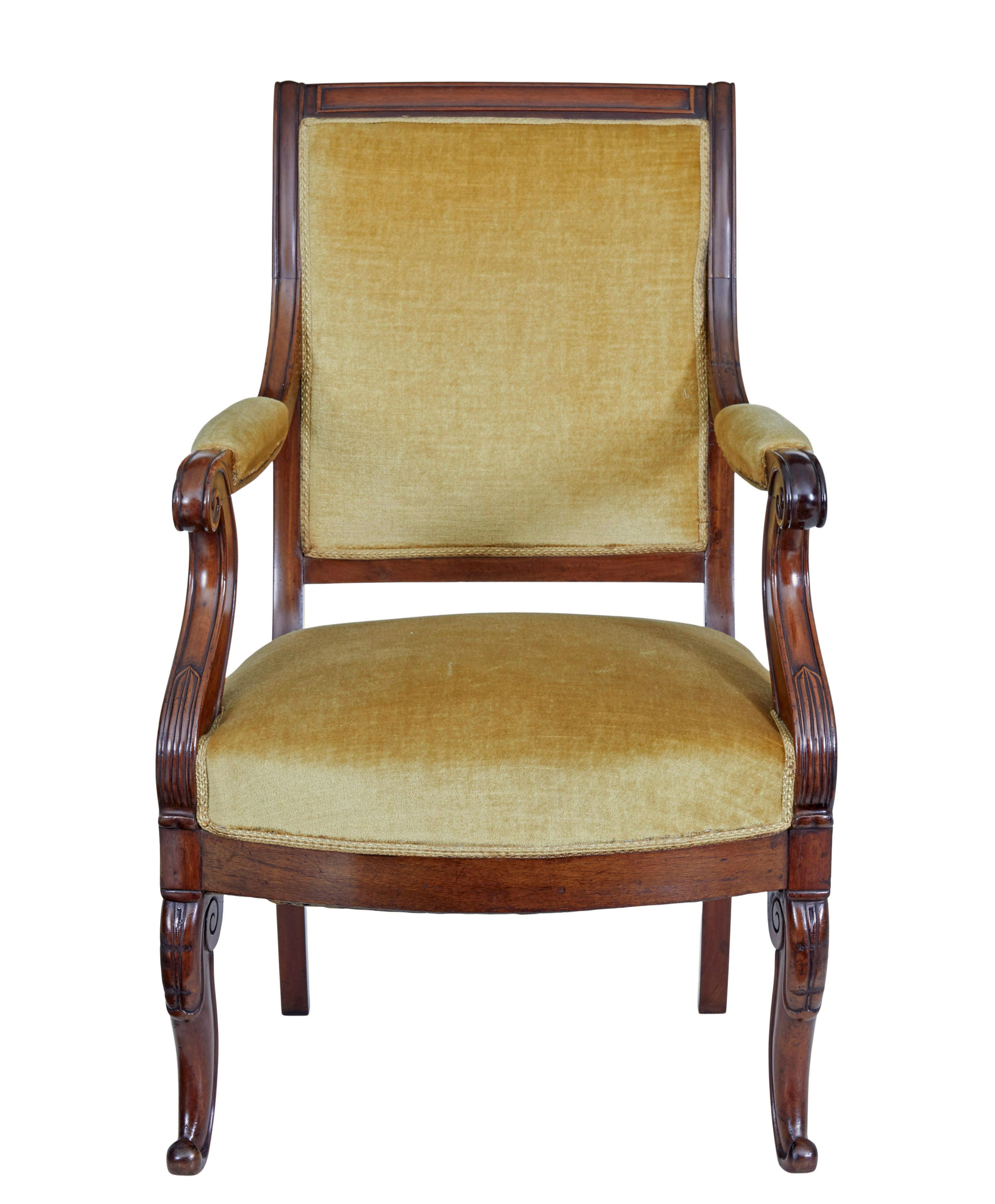 19th century French empire mahogany armchair For Sale 1