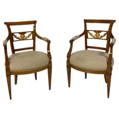 Antique 19th Century French Empire Mahogany Armchairs