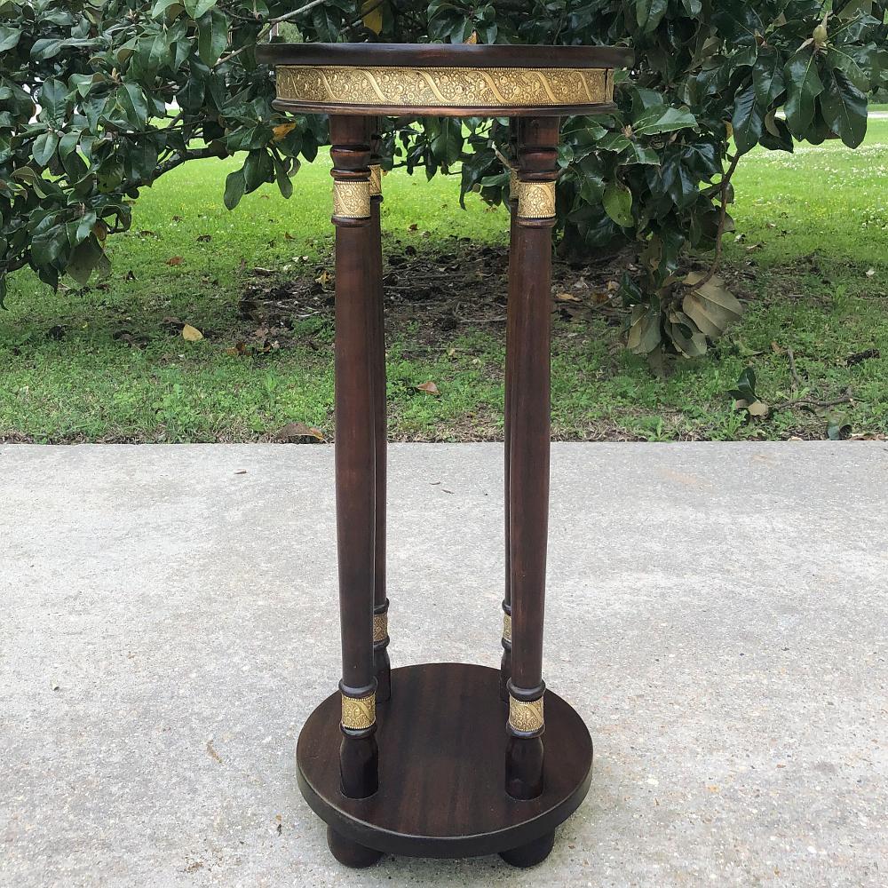 Hand-Crafted 19th Century French Empire Mahogany & Brass Pedestal ~ End Table For Sale