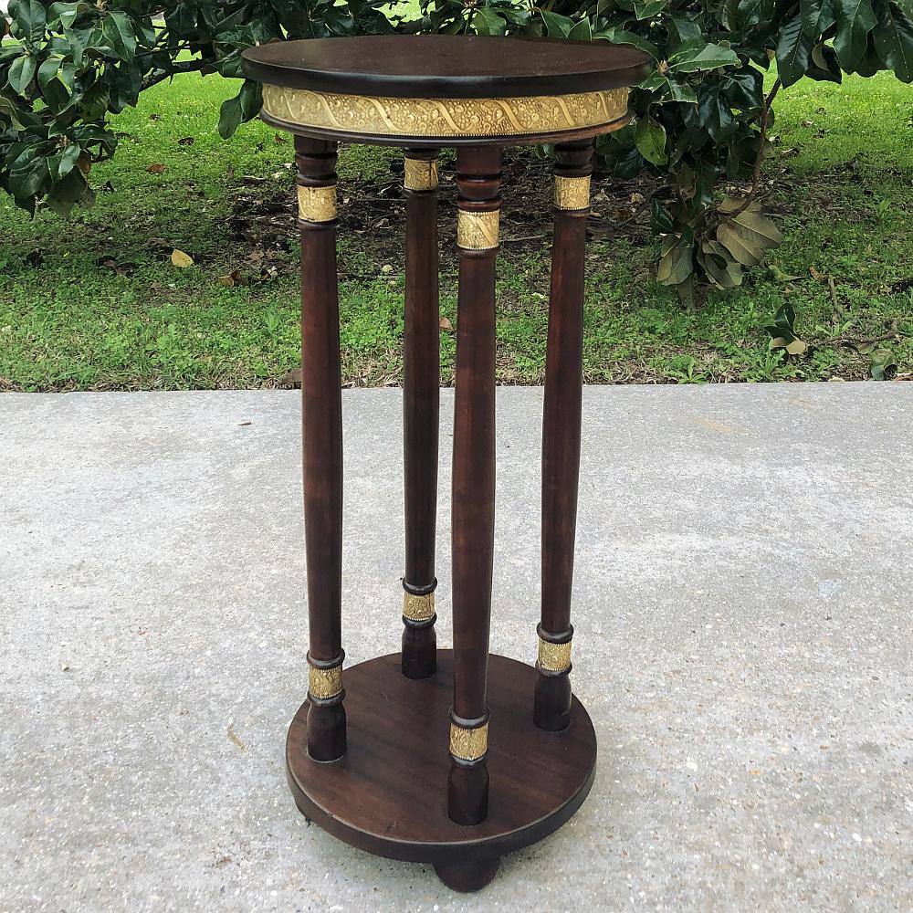 Late 19th Century 19th Century French Empire Mahogany & Brass Pedestal ~ End Table For Sale