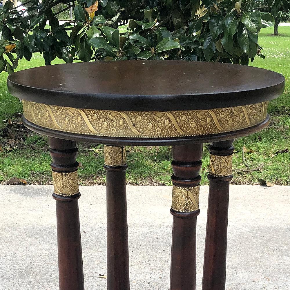 19th Century French Empire Mahogany & Brass Pedestal ~ End Table For Sale 1