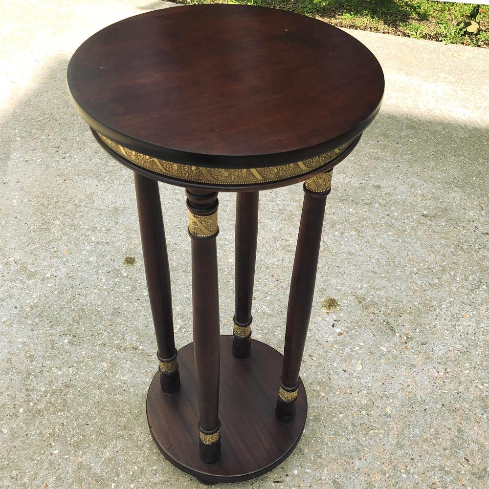 19th Century French Empire Mahogany & Brass Pedestal ~ End Table For Sale 2