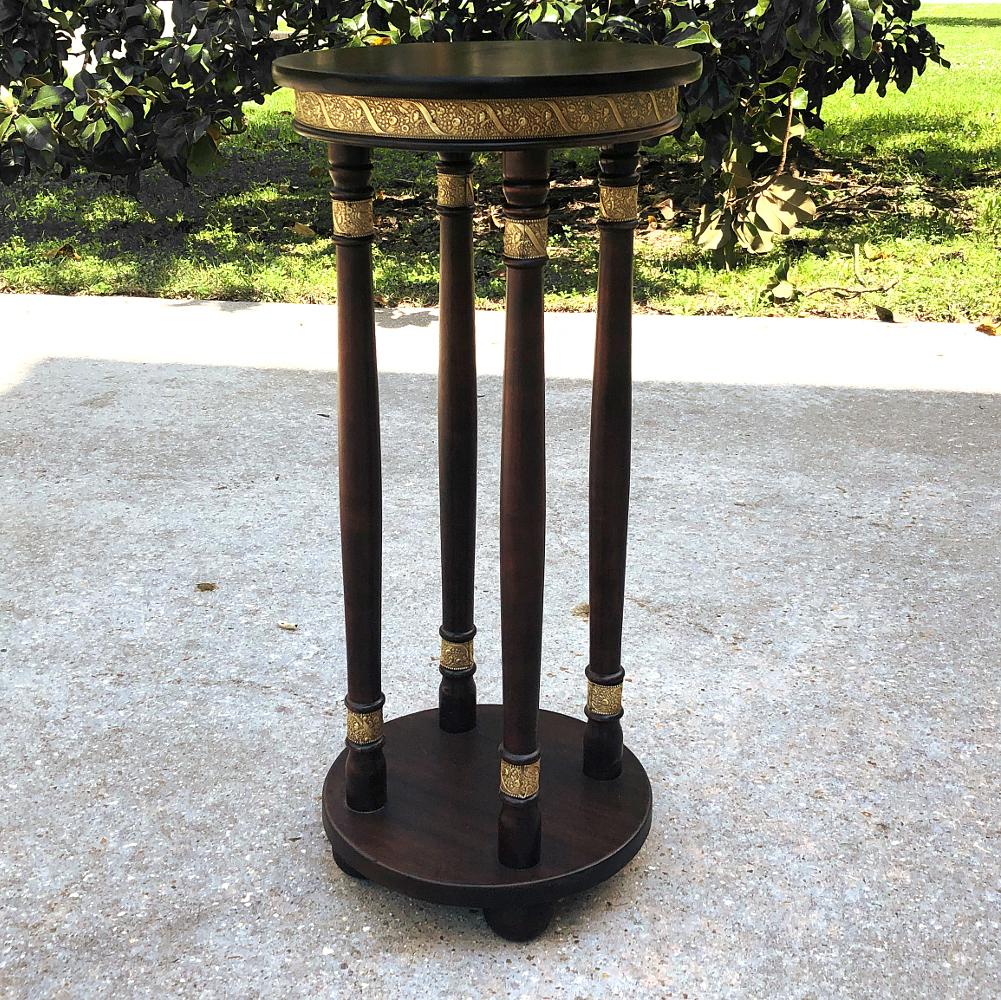 19th Century French Empire Mahogany & Brass Pedestal ~ End Table For Sale 4