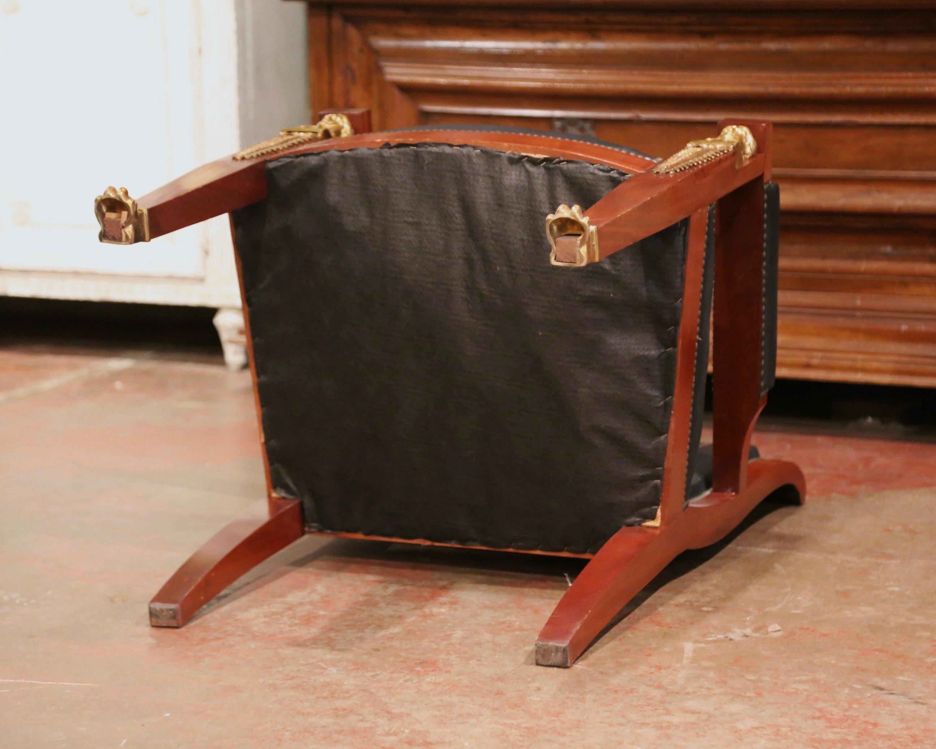 19th Century French Empire Mahogany, Bronze and Leather Desk Armchair 7