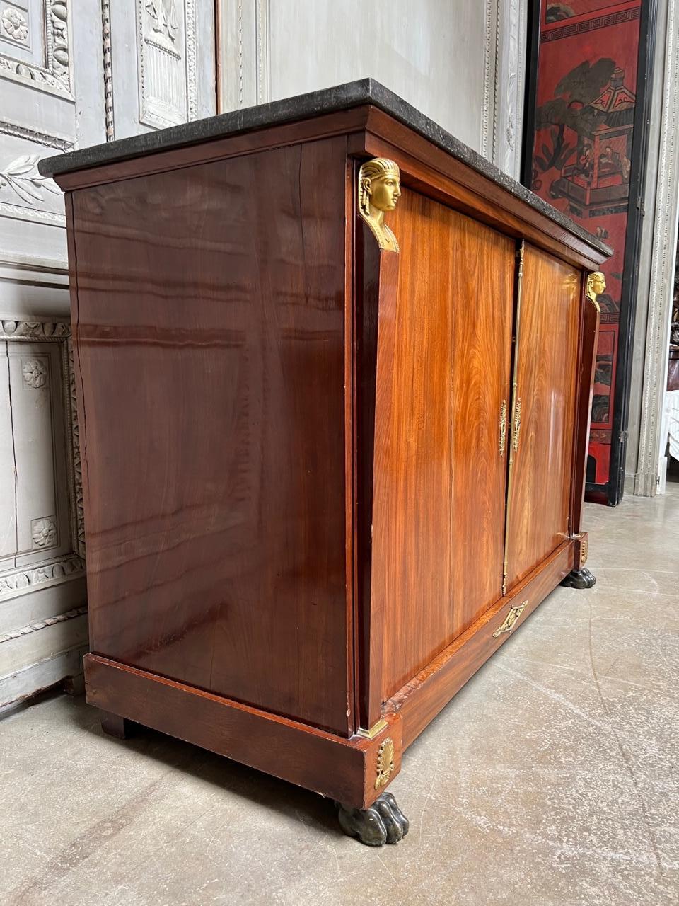 19th Century French Empire Mahogany Buffet In Good Condition In Dallas, TX