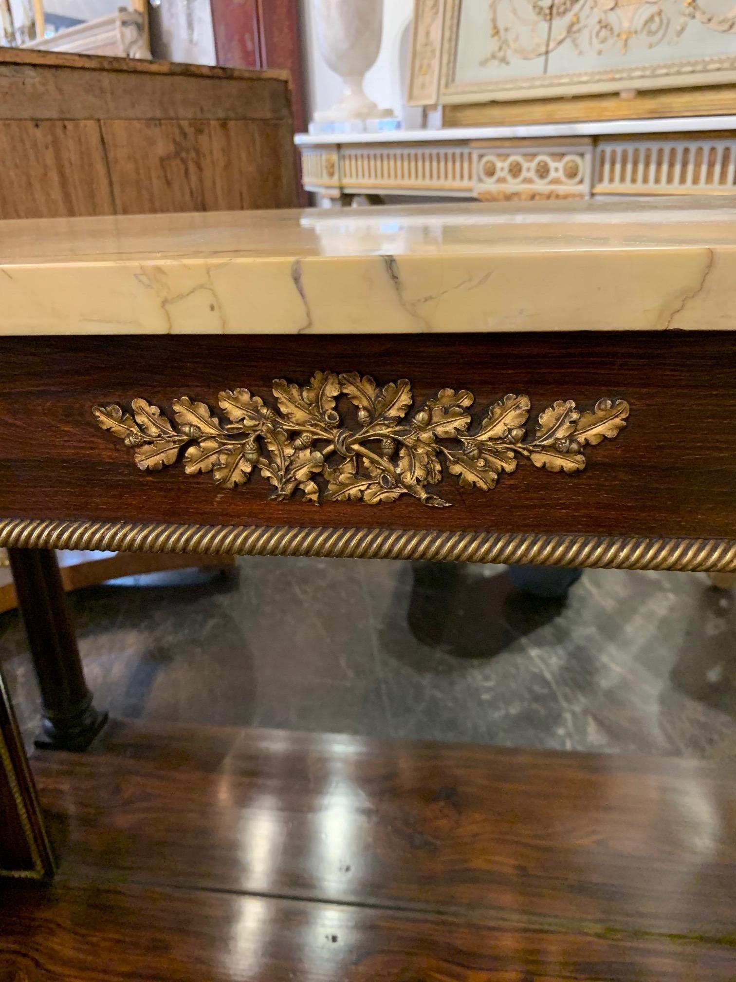 19th Century French Empire Rosewood Console with Sienna Marble Top In Good Condition In Dallas, TX