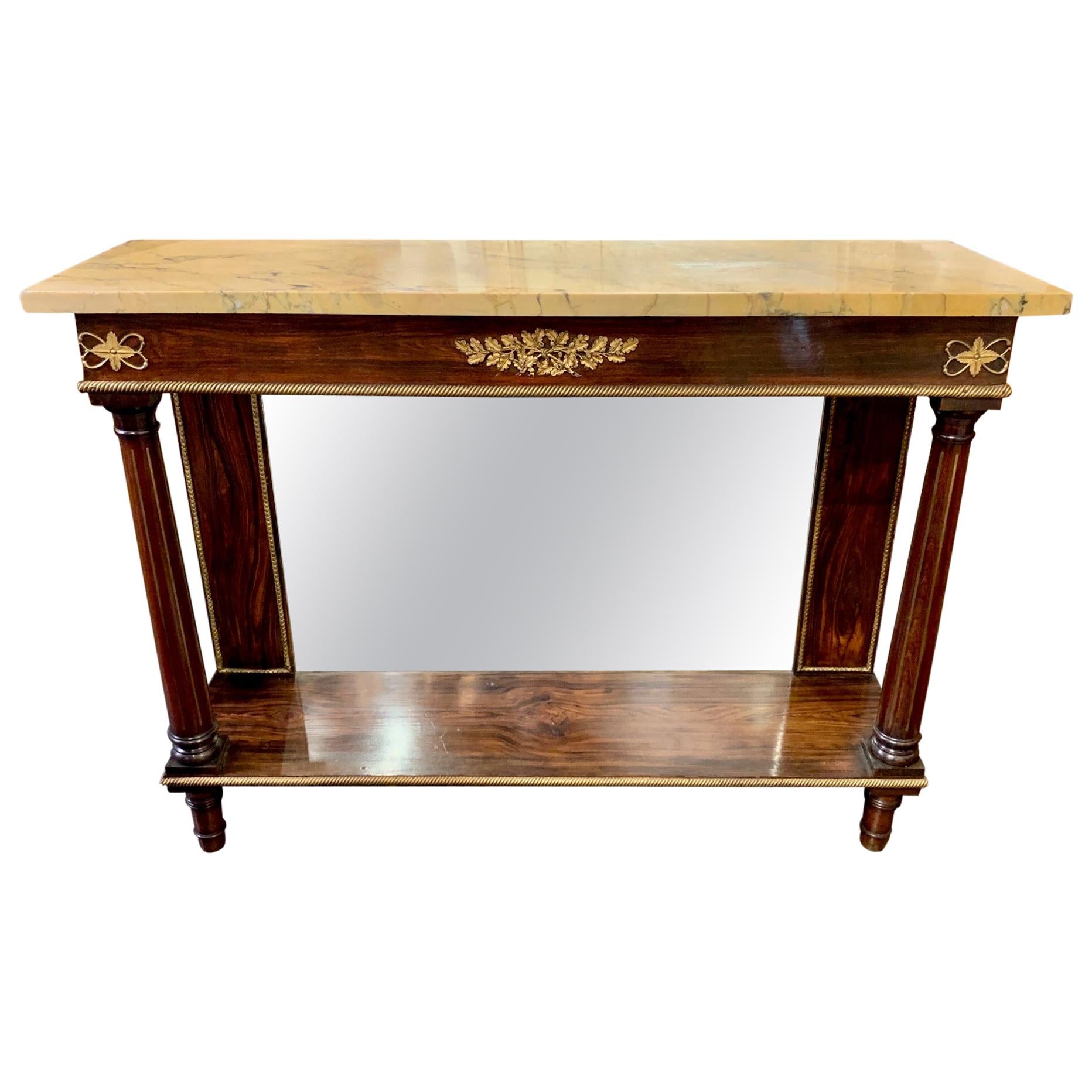 19th Century French Empire Rosewood Console with Sienna Marble Top