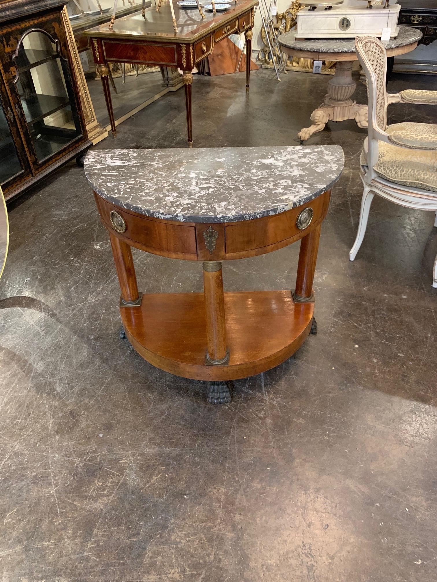 19th Century French Empire Mahogany Demilune Side Table In Good Condition For Sale In Dallas, TX