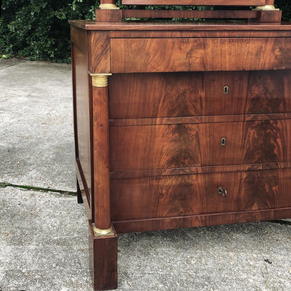 19th Century French Empire Mahogany Dresser with Mirror For Sale 2