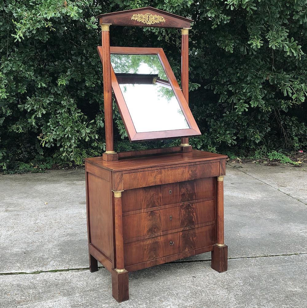 19th Century French Empire Mahogany Dresser with Mirror For Sale 4