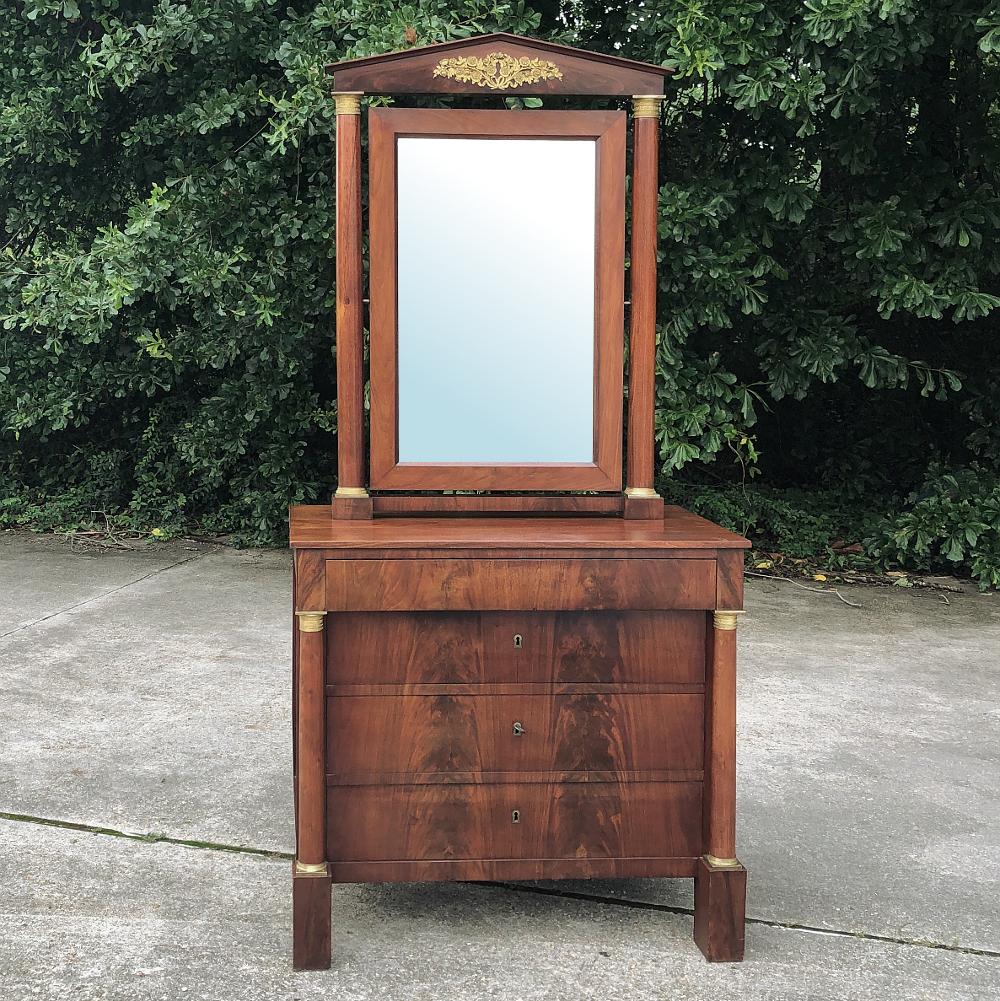 Napoleon III 19th Century French Empire Mahogany Dresser with Mirror For Sale