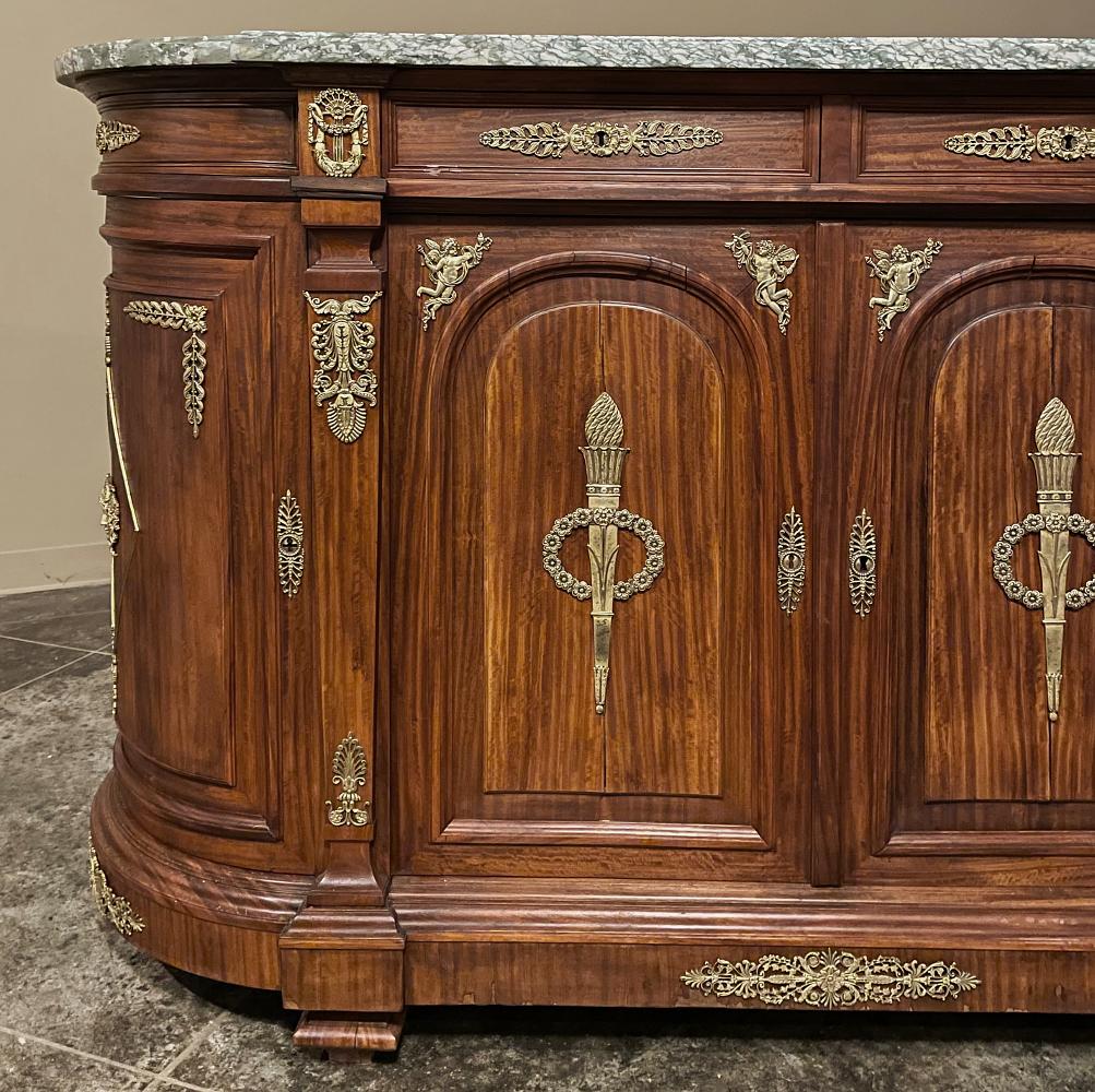 19th Century French Empire Mahogany Marble Top Buffet For Sale 13
