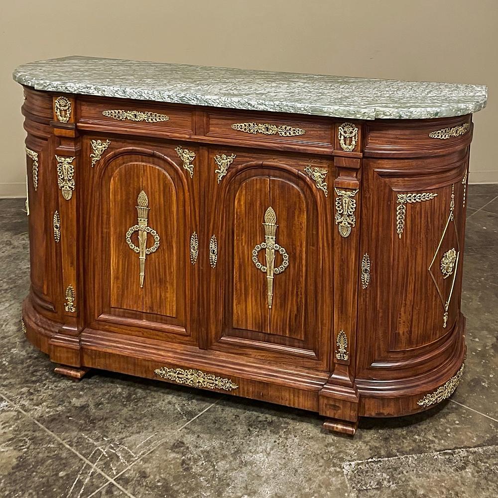19th Century French Empire Mahogany Marble Top Buffet In Good Condition For Sale In Dallas, TX