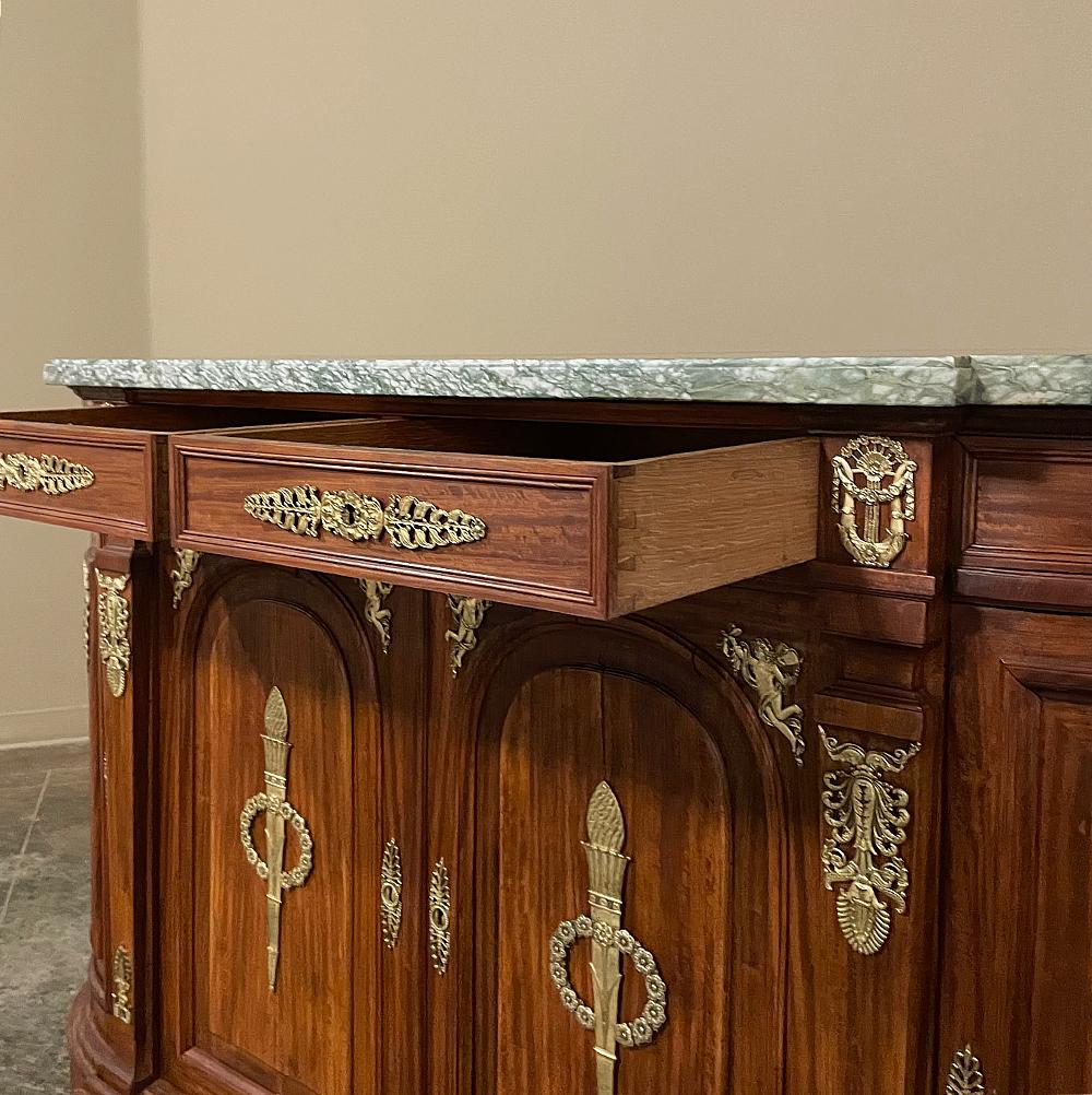 19th Century French Empire Mahogany Marble Top Buffet For Sale 1
