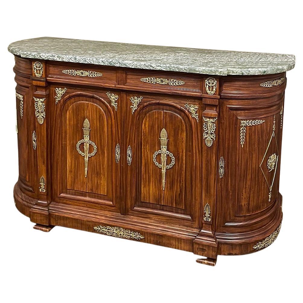 19th Century French Empire Mahogany Marble Top Buffet For Sale