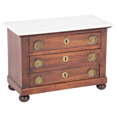 19th Century French Empire Mahogany Miniature Chest of Drawers with Marble Top